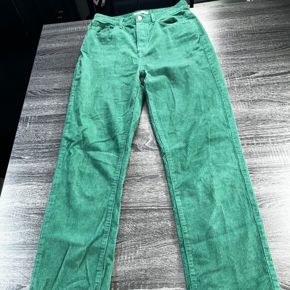 PacSun Women’s Green Corduroy Dad Jeans – Size 28 High Rise Straight Leg - Picture 1 of 6